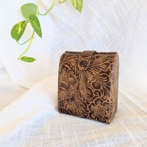 Tooled leather vintage travel case